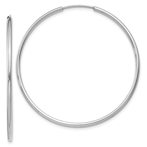 14k White Gold Hoop Earrings for Women, Lightweight High Polish Round Hoops with Classic Minimalist Design, Timeless Everyday Fashion Jewelry for Dress or Casual Wear