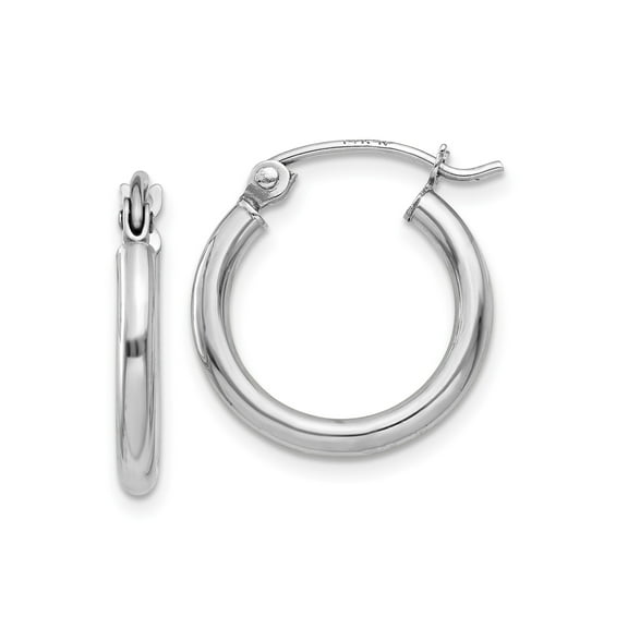 14k White Gold Hoop Earrings for Women, Small Round High-Polish Hoops, Classic Minimalist Fashion Jewelry for Everyday or Formal Wear, Timeless Elegant Style