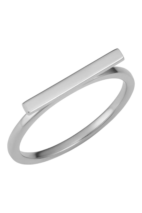 KoolJewelry 14k White Gold Horizontal Bar Ring (size 6)