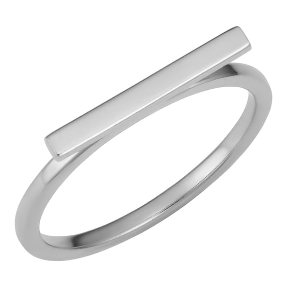 KoolJewelry 14k White Gold Horizontal Bar Ring (size 9)