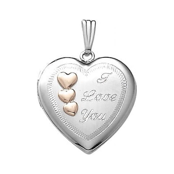 14k White Gold "I Love You" Heart Locket - 3/4 Inch X 3/4 Inch