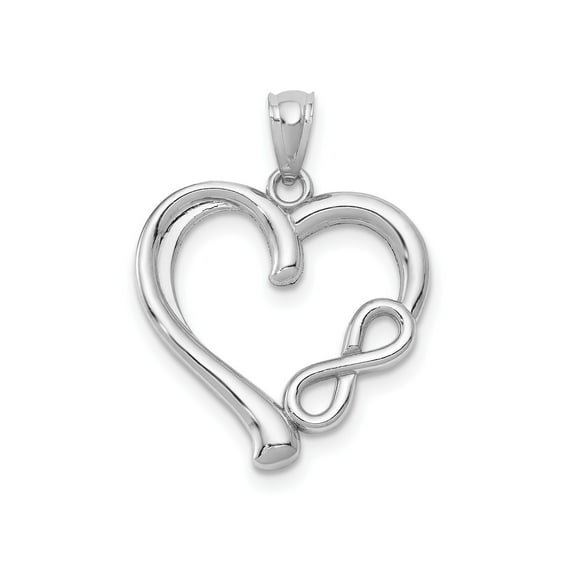 14k White Gold Infinity Heart Pendant Necklace for Women, Open Heart Symbol of Eternal Love, Elegant Sentimental Jewelry for Anniversary or Everyday Wear