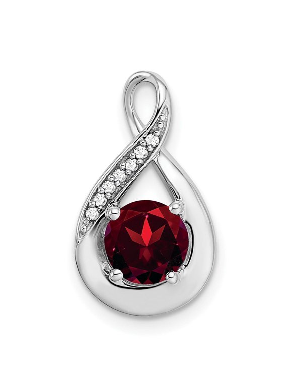 14k White Gold Infinity Teardrop Pendant Necklace for Women with Red Garnet and Diamond Accents, Elegant Anniversary Fine Jewelry Statement Piece