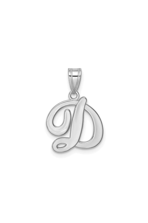 14k White Gold Initial D Pendant for Women, Polished Script Letter Charm Necklace, Elegant Monogram Jewelry for Everyday Wear, Personalized Identity Accessory