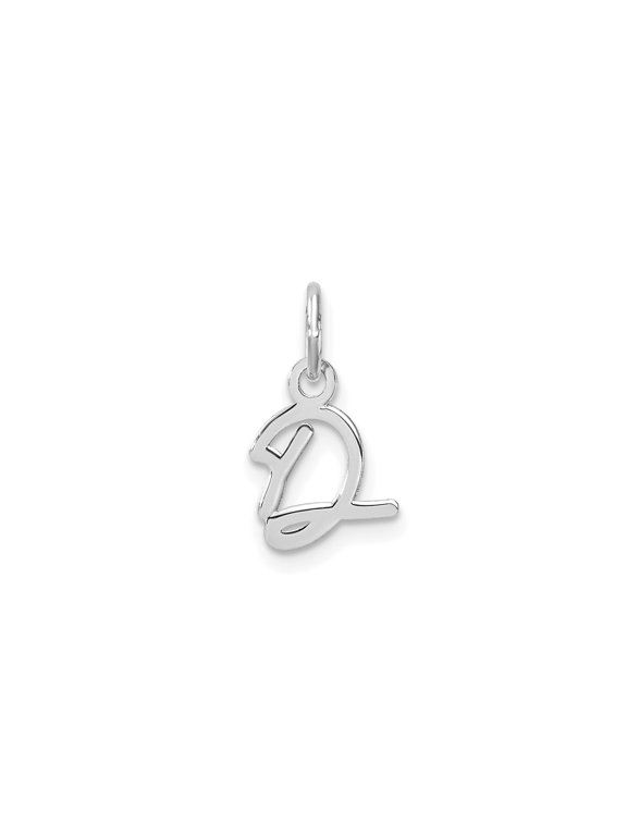 14k White Gold Initial D Pendant for Women, Polished Script Monogram Charm for Necklace or Bracelet, Cursive Alphabet Jewelry Symbolizing Identity and Style