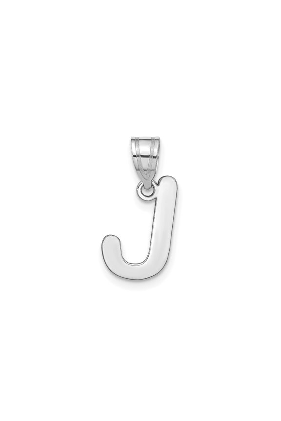 14k White Gold Initial J Pendant Necklace for Women, Polished Script Letter Charm, Minimalist Monogram Jewelry, Modern Alphabet Design, Custom Identity Piece