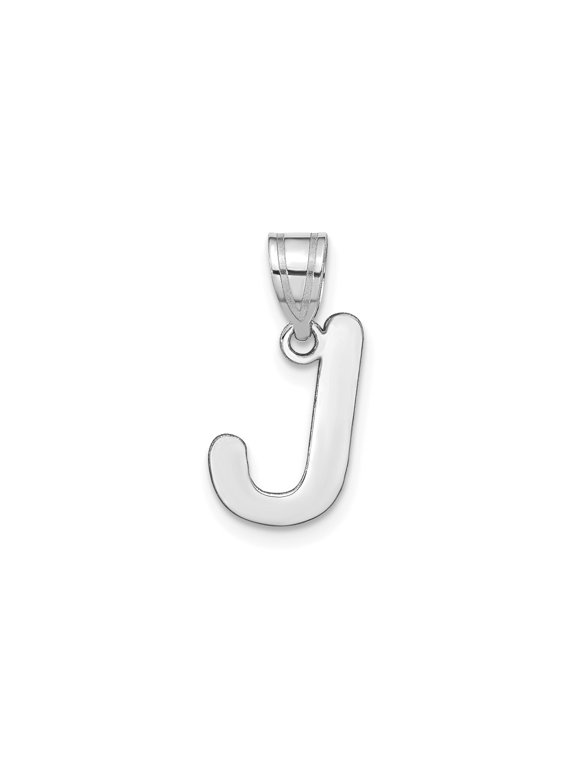 14k White Gold Initial J Pendant Necklace for Women, Polished Script Letter Charm, Minimalist Monogram Jewelry, Modern Alphabet Design, Custom Identity Piece