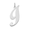 thumbnail image 1 of 14k White Gold Initial J Pendant for Women, Polished Cursive Letter Charm for Necklace or Bracelet, Personalized Monogram Jewelry Symbolizing Identity and Elegance, 1 of 6