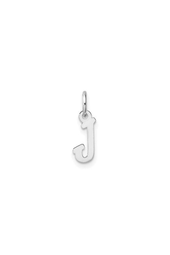 14k White Gold Initial J Pendant for Women, Polished Script Alphabet Charm for Necklace or Bracelet, Monogram Jewelry Symbolizing Identity and Personal Style
