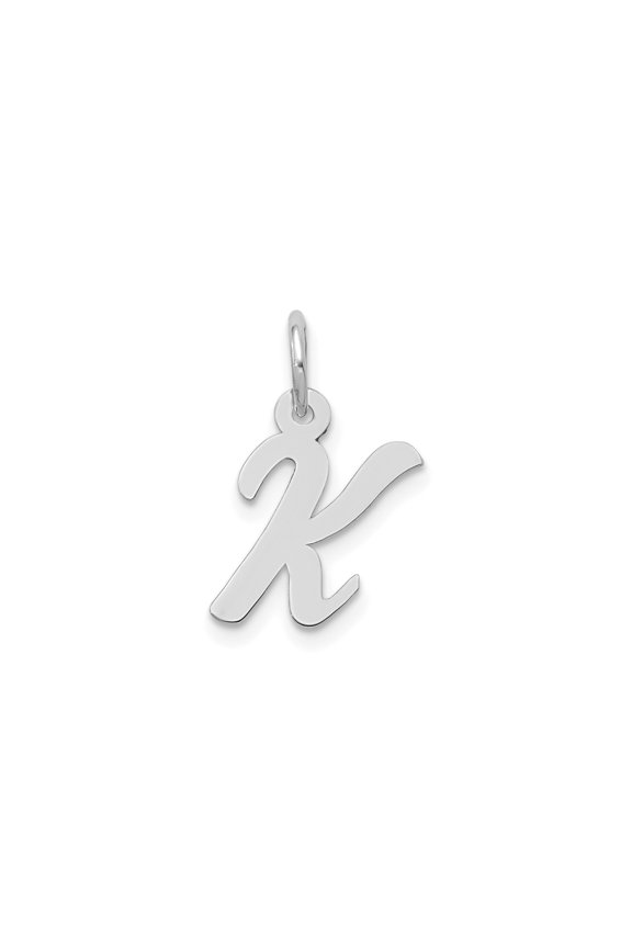14k White Gold Initial K Pendant for Women, Polished Script Letter Necklace with Cursive Design, Personalized Monogram Jewelry, Dainty Alphabet Charm for Identity and Style