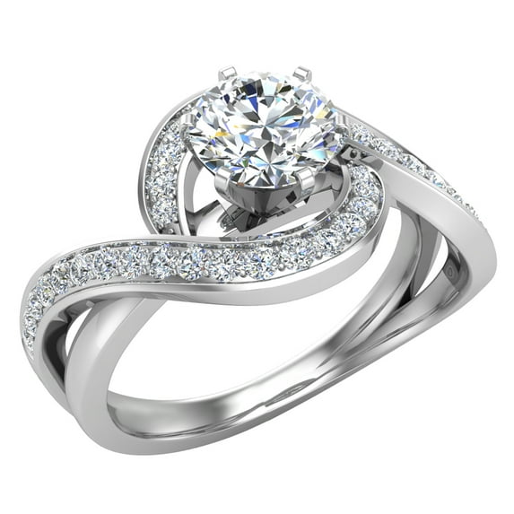 14k White Gold Intertwined Diamond Engagement Ring Split Shank 1.00 CTW