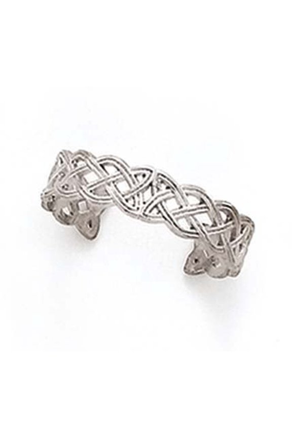 14k White Gold Celtic Adjustable Toe Ring - .9 Grams