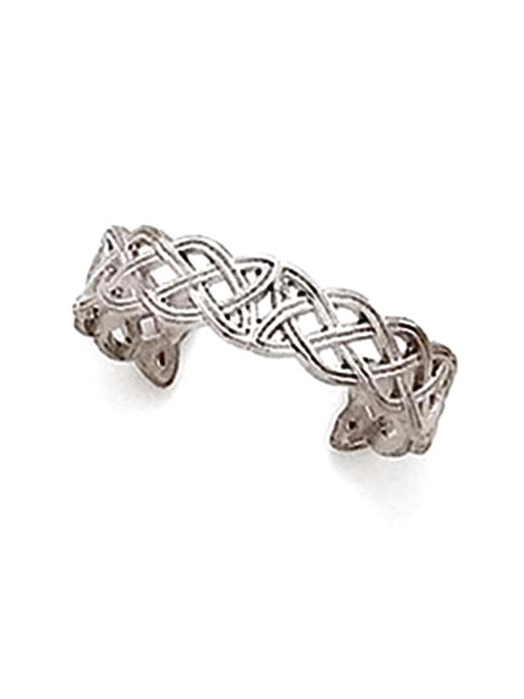 14k White Gold Irish Claddagh Celtic Trinity Knot Adjustable toe ring toe ring for Women - .9 Grams