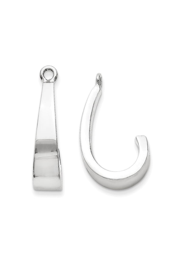14k White Gold J Hoop Earrings Jackets - .8 Grams - Measures 19x4mm Wide