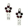 thumbnail image 1 of 14k White Gold January Red Cubic Zirconia Flower Leverback Earrings - Measures 13x7mm, 1 of 2