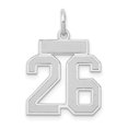thumbnail image 1 of 14k White Gold Satin Brush Finish Small Size Number 26 Charm Pendant, 1 of 3