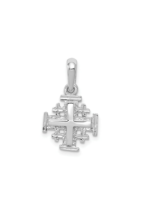 14k White Gold Jerusalem Cross Pendant Necklace for Men and Women Religious Christian Jewelry with Textured Detail Handcrafted Polished Faith Symbol Unisex Real Gold Cross Pendant