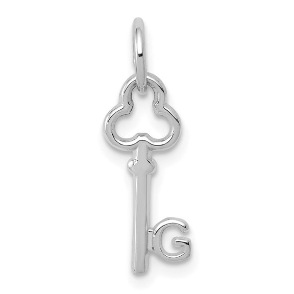 14k White Gold Key Letter G Initial Charm Pendant