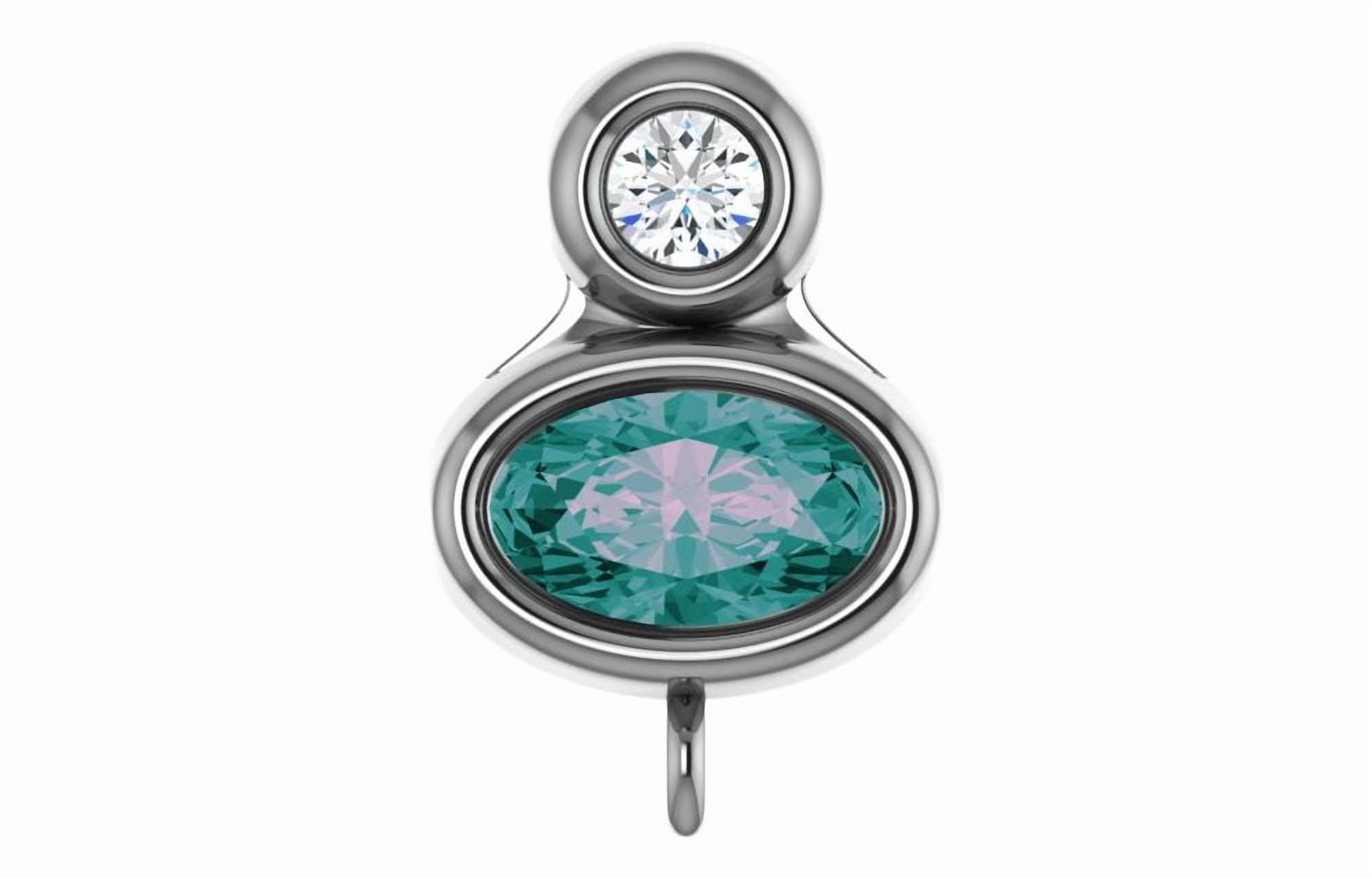 14k White Gold Lab-Grown Alexandrite and .03 cttw Diamond Slide Bail ...