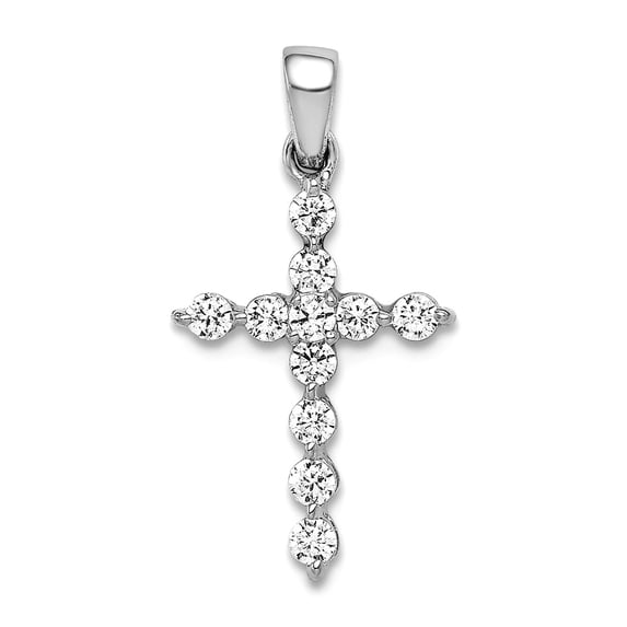 14k White Gold Lab Grown Diamond SI1 SI2 G H I Religious Faith Cross Pendant Necklace 20.1x10.45mm Wide Pendant for Wome