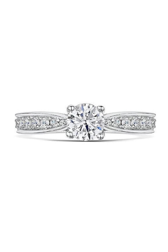 14k White Gold Lab Grown Round Cut 1.05 Ct IGI / GIA Certified Diamond Ring for Women