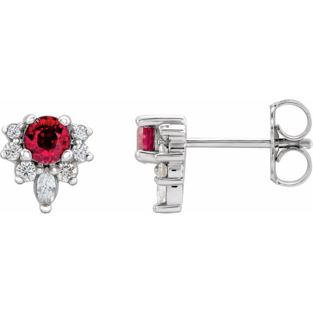 Lab-Grown Ruby Ring - 5.10 Ct Cushion Cut With White Sapphire Halo, 14K White Gold Plated