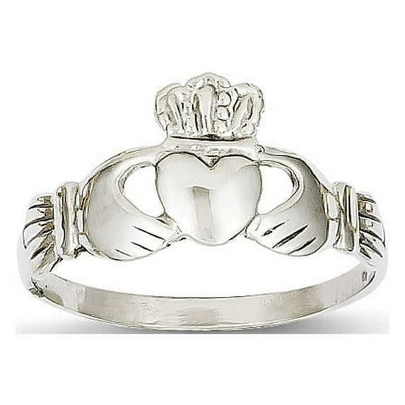 14k White Gold Ladies Claddagh Ring - 2.0 Grams - Size 7