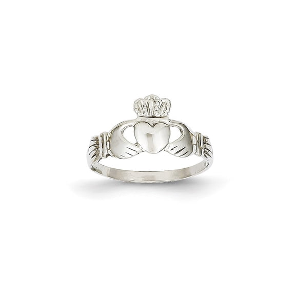 14k White Gold Ladies Claddagh Ring