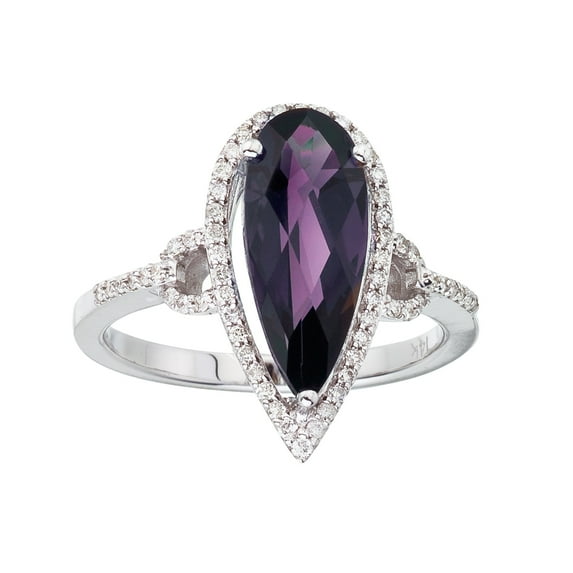 14k White Gold Large Amethyst And Diamond Ring