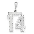 thumbnail image 1 of 14k White Gold Large Diamond-cut Number 14 Charm Pendant, 1 of 2