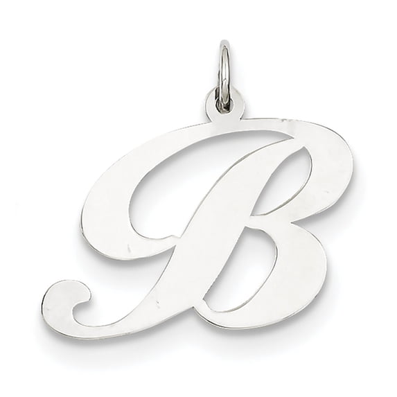 14k White Gold Large Fancy Script Initial B Charm
