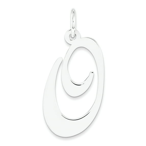 14k White Gold Large Fancy Script Initial O Charm Pendant
