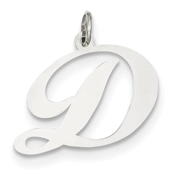 14k White Gold Large Fancy Script Letter D Initial Charm YC655D