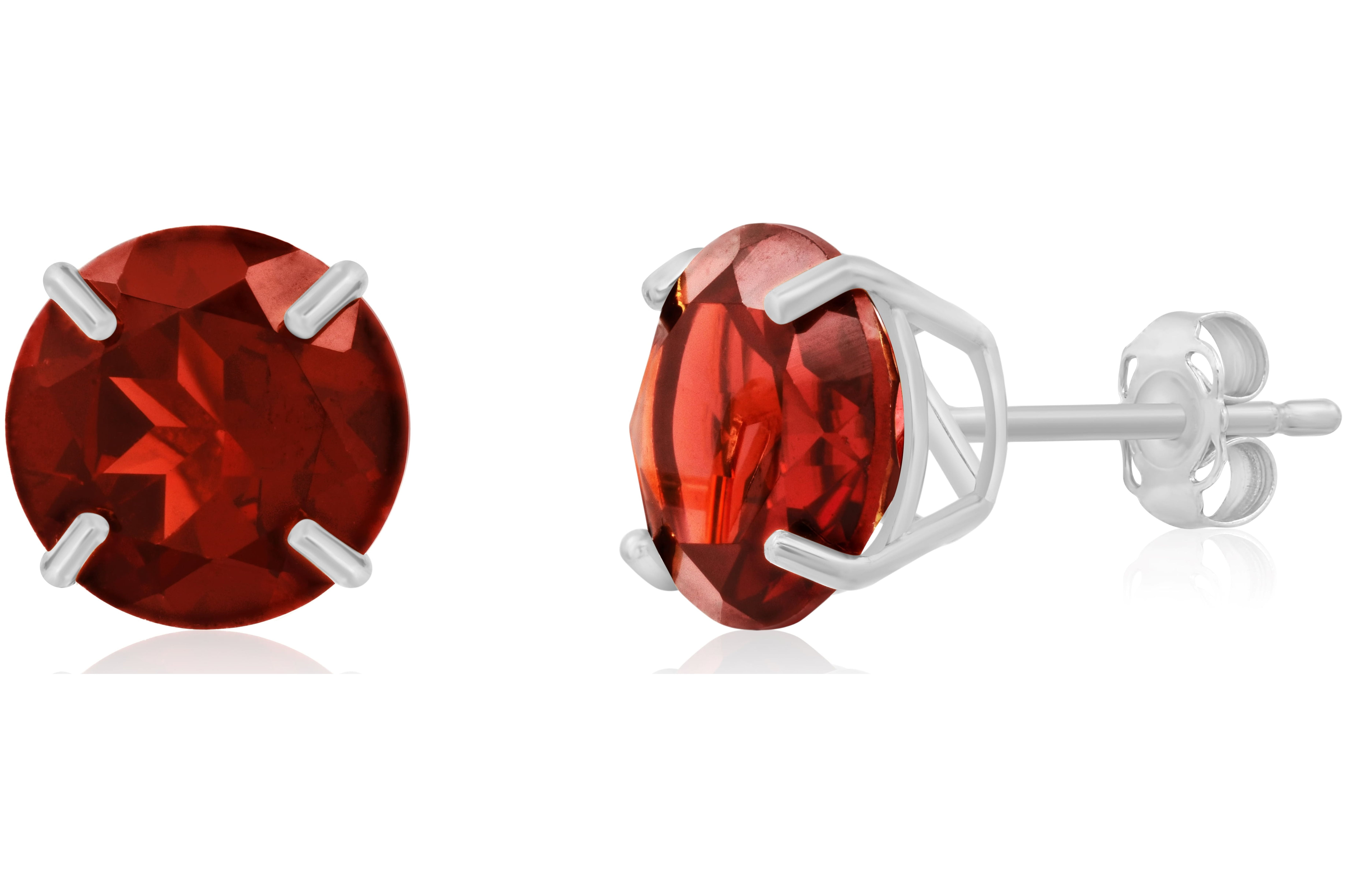 14k White Gold Large Natural Red Garnet Round Stud Earrings for Women 9mm January Birthstone Earrings Real Gold Garnet Earrings for Women Garnet Stud Earrings White Gold by MAX STONE Walmart Business ...