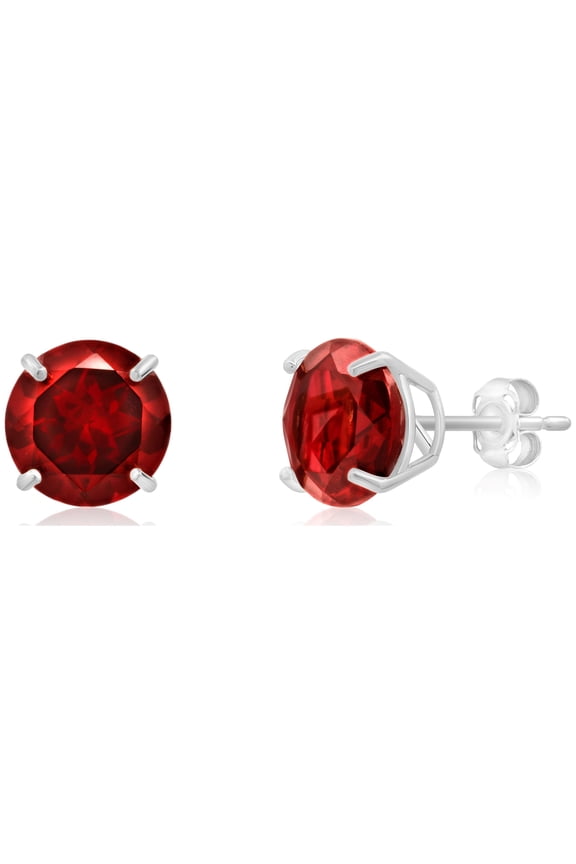 14k White Gold Large Red Created Ruby Round Stud Earrings for Women | 9mm July Birthstone Earrings | 14k Ruby Earrings for Women | White Gold Ruby Stud Earrings | Ruby Gold Earrings by MAX + STONE