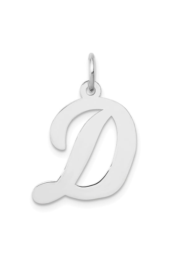 14k White Gold Large Script Initial D Charm