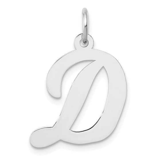 14k White Gold Large Script Initial D Charm