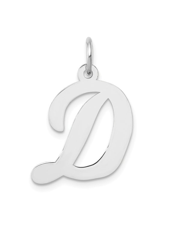 14k White Gold Large Script Initial D Charm