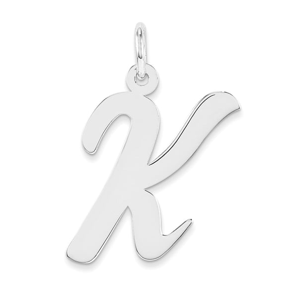 14k White Gold Large Script Initial K Charm