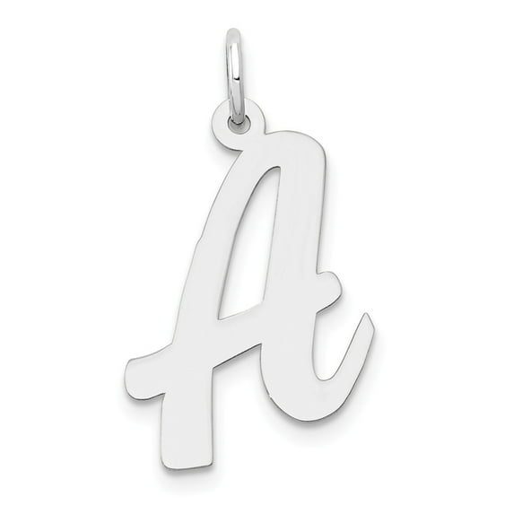 14k White Gold Large Script Letter A Initial Charm Pendant