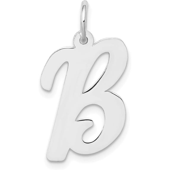 14k White Gold Large Script Letter B Initial Charm - 17.85mm