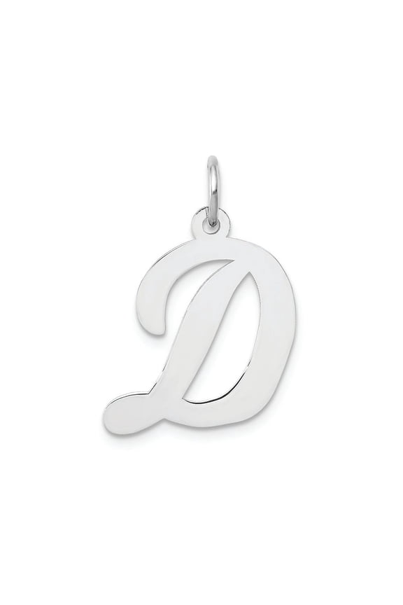 14k White Gold Large Script Letter D Initial Charm YC663D
