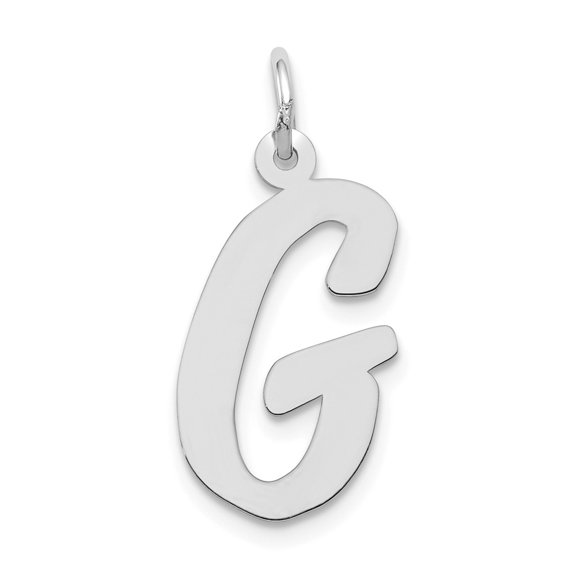 14k White Gold Large Script Letter G Initial Charm Pendant
