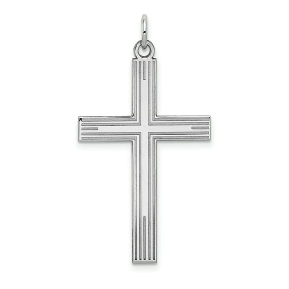 14k White Gold Laser Designed Cross Religious Pendant Charm Necklace Latin Fine Jewelry For Women Gifts For Her