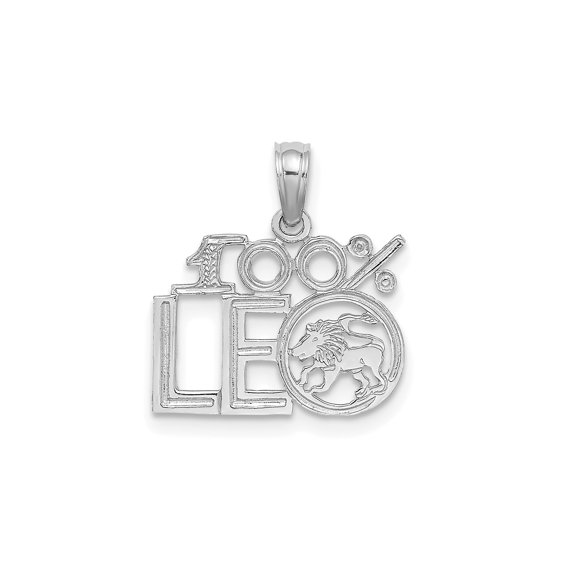 14k White Gold Leo Zodiac Pendant Necklace with Lion Symbol, Astrology Medallion for Men or Women, Celestial Jewelry Representing Strength and August Birth Sign