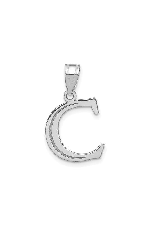 14k White Gold Letter C Pendant for Women, Polished Alphabet Charm in Modern Font, Personalized Initial Jewelry for Custom Necklaces, Monogram Style Accessory