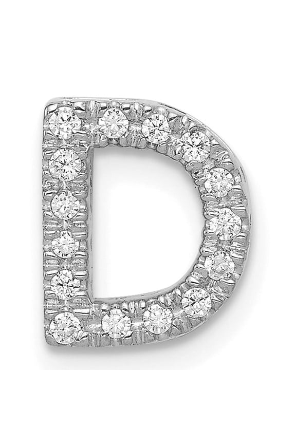 14k White Gold Letter D Pendant for Women, Diamond Pav Initial Charm with Round Cut Stones, Personalized Monogram Necklace Accessory, Fine Alphabet Jewelry for Identity and Style