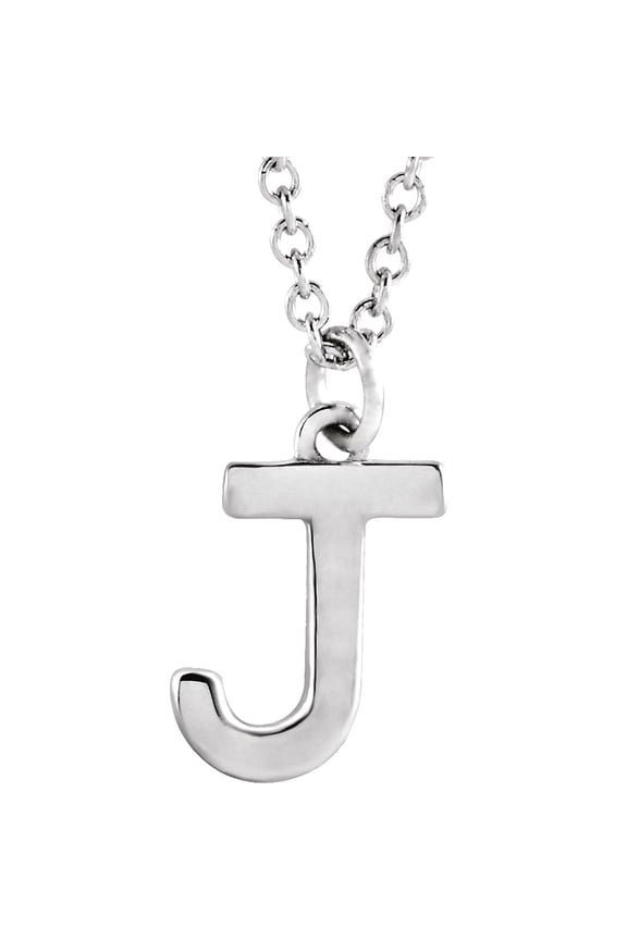 14k White Gold Letter Name Personalized Monogram Initial J 9.5x6.9mm 16 Inch Polished Initial Dangle Necklace Pendant Ne