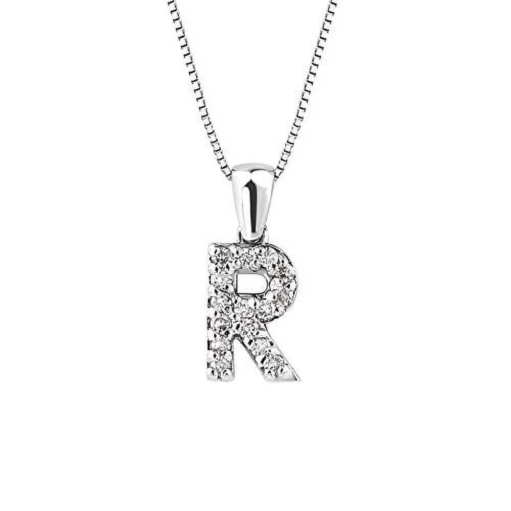 Diamond2Deal Sterling Silver 1/10 CTW Natural Diamond Initial R Pendant 18