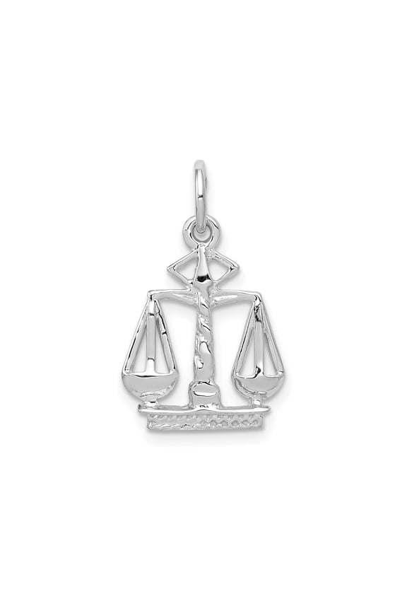 14k White Gold Libra Zodiac Pendant Necklace with Scales Symbol, Astrology Jewelry for Women or Unisex, Horoscope Charm Representing Balance and Justice